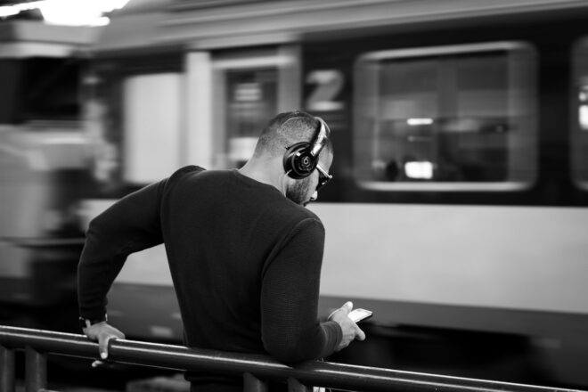 Man listening to headphones
