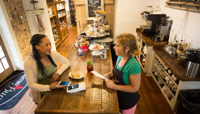 Mobile payment at a cafe