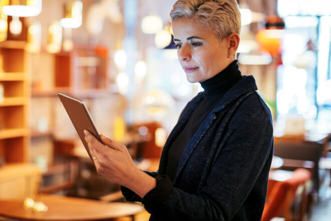 Woman holding tablet