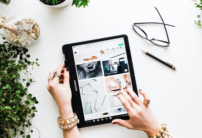 Looking at imagery on tablet