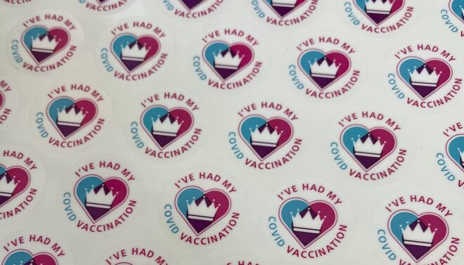COVID vaccination stickers