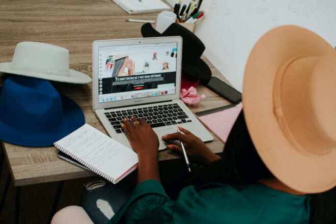 Woman working on laptop