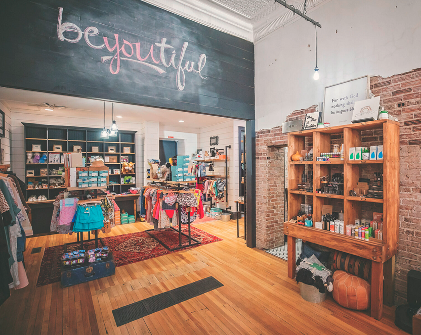Interior of a clothing and gift store