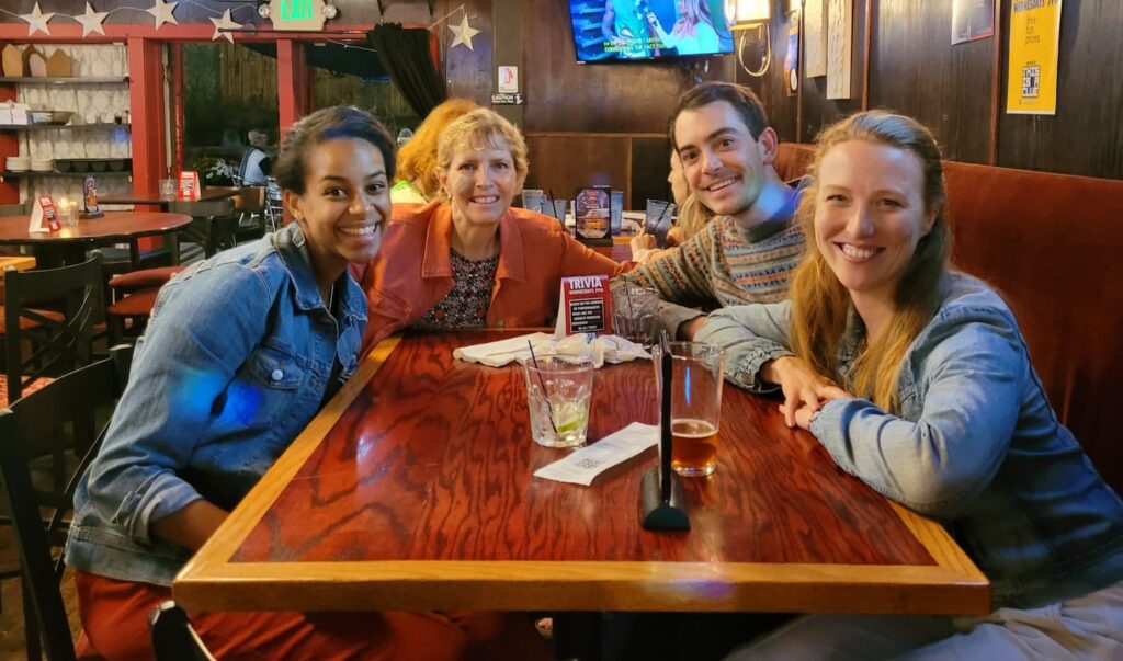 Owner inside the tavern with friends