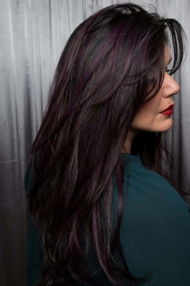 Donna Toland modeling a hair color technique
